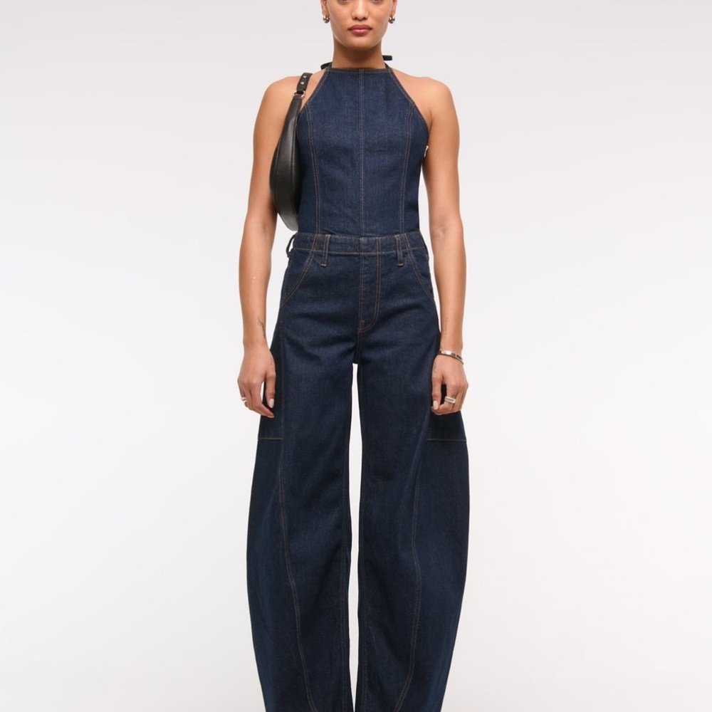Abercrombie Dark Blue Denim barrel Jean Jumpsuit